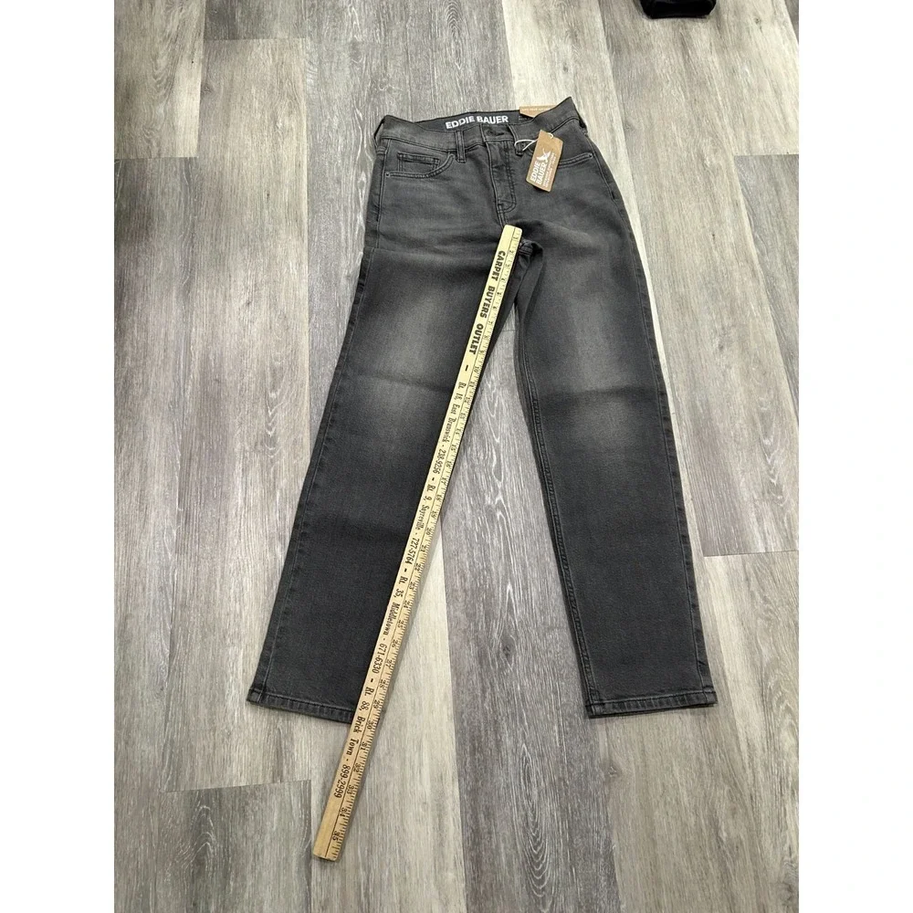 Eddie Bauer Authentic Perfect Straight Leg Jeans Womens 2 Washed Black High Rise